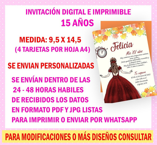 Invitación 15 Años Eifel Tarjeta Digital E Imprimible M2