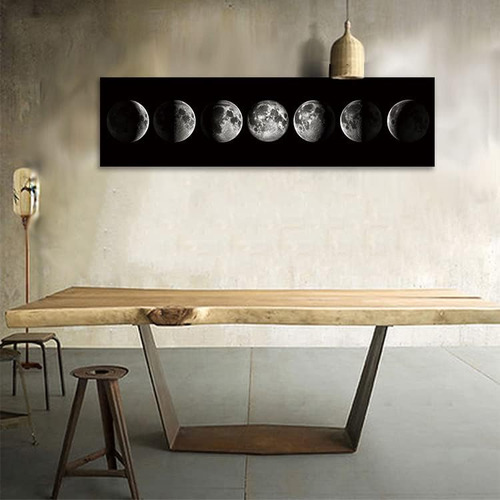 Arte De Pared Blanco Y Negro Fases Lunares, Impresión ...