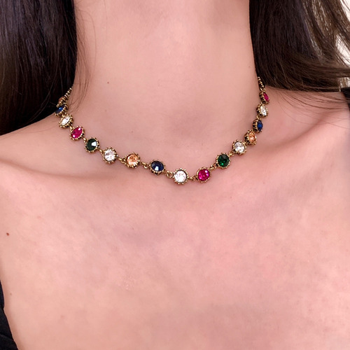Collar Vintage Con Gemas, Pulsera Circular De Diamantes De C