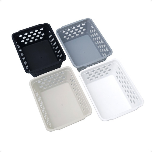 Set X10 Canastos Organizadores Plasticos Chicos 16x12x6 Cm Beige