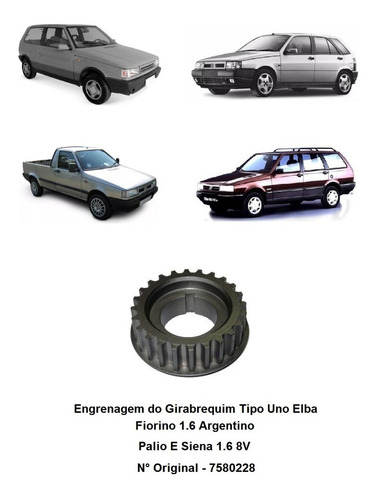 Engrenagem Virabrequim Tipo Uno Elba Fiorino 1.6 Argentino