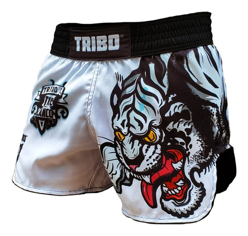 Short De Muay Thai Tribo Tigre Blanco Kick Mma Thai