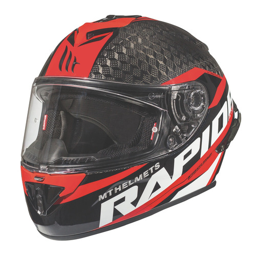 Casco Moto Mt Rapide Pro Carbono C5 Rojo Brillo + Pinlock