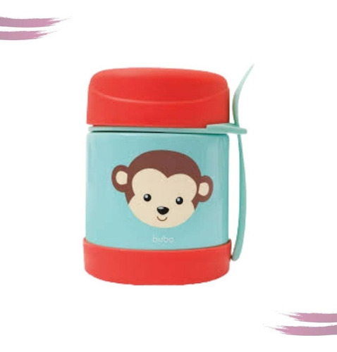 Alimentação Infantil Pote Marmita Termico Sem Divisória Inox Cor Pote Termico Azul Estampa Macaco