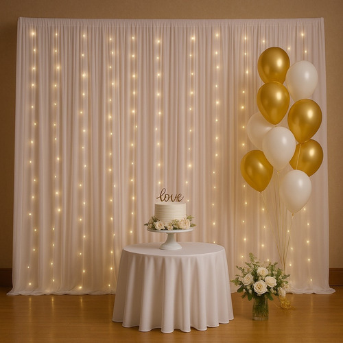 Cortina De Tela P/ Decoracion Luces Led Fiestas Bodas Cumple