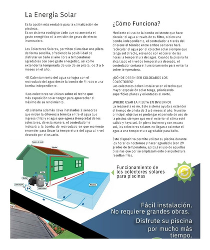 Climatizacion Solar Pileta 18 Mts2 C/instalacion Materiales
