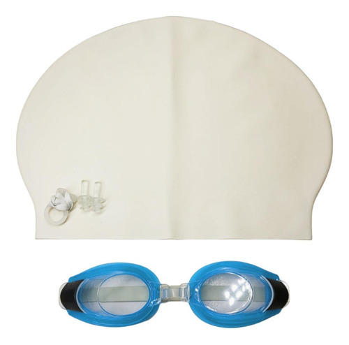 Kit Natação 3 Peças Touca Óculos Protetores Branco Wx4340