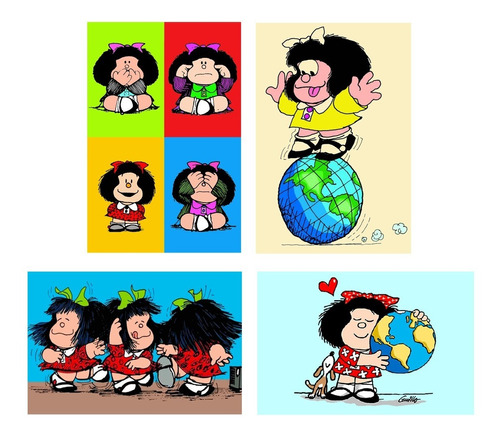 Carteles Metalicos Pack 4 Diseños Mafalda Betty Boop 20x30 