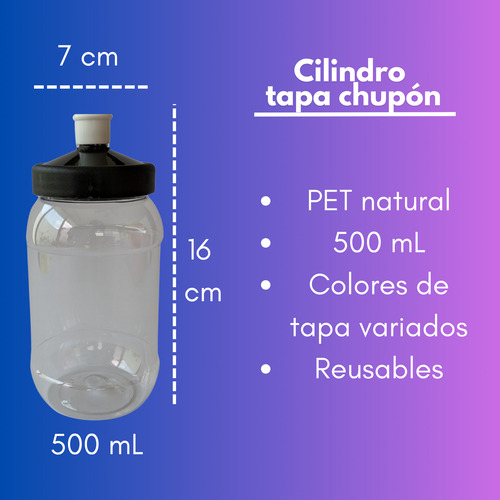 70 Vasos De Fiesta Con Tapa Chupón Cilindro 500 Ml Reusable Multicolor