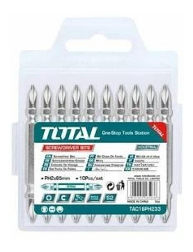 Set 10 Puntas Para Atornillador Ph2x65mm Total Tac16ph233