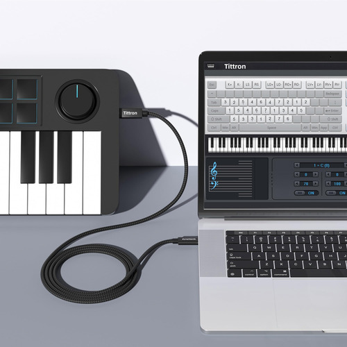Cable Midi Usb-c A Tipo B 6.6 Ft Para Teclados Y Controlador