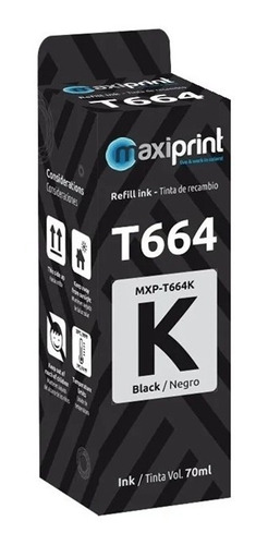 Tinta Maxiprint Epson T664 L200 L210 L350 L355 Et2500 2550 