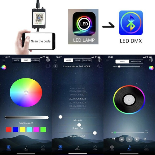 4 Unids 12v Rgb Led Coche Bajo Luces Neón Tira Por App