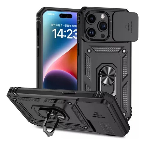 Funda Super Armor Rígida Iphone + Hydrogel Negro Iphone 16 Pro Max