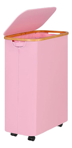 Cesta De Lavandería Con Ruedas Y Tapa, Organizador Rosa
