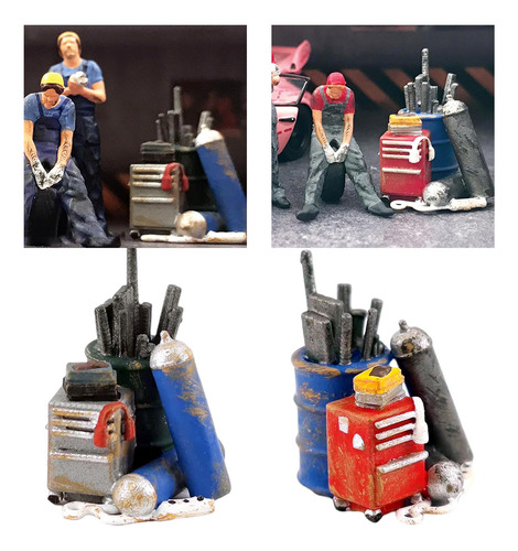 1:64 Figura Miniatura Garaje Herramienta Diversa Diorama