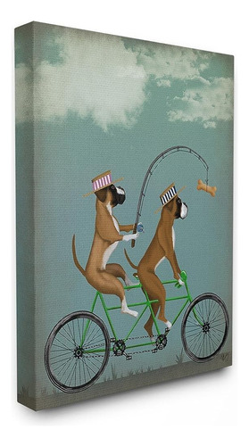 Stupell Industries Boxer Dogs Share A Bicycle Canvas Wall Ar