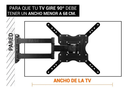 Imagen 2 de 2 de Soporte Tele 32 43 50 55 Extensor Reforzado Doble Brazo 30kg