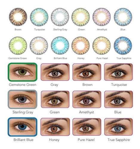 Par Lentes De Contacto Freshgo Tricolor Color Verde Gema