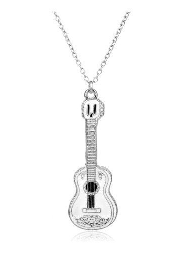 Collar De Cadena Con Colgante De Guitarra Para Hom Silver