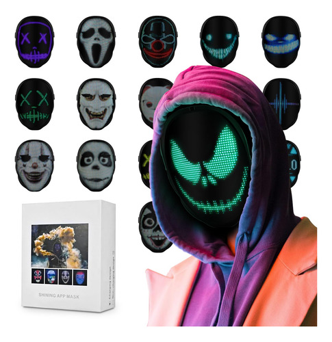 Máscara Led Ouvibyaz Personalizable Con Aplicación Bluetooth