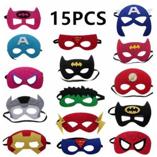 Pack 15 Mascaras Super Heroes Cumpleaños Material Fieltro