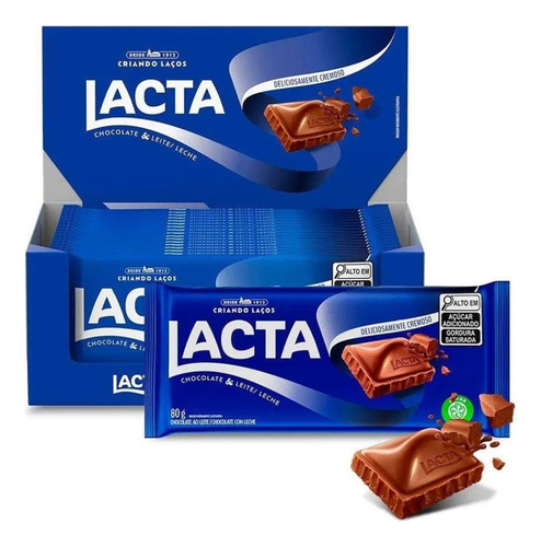 Chocolate Ao Leite Lacta Kit 17 Barras De 80g