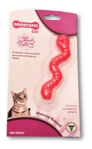 Imagem 1 de 6 de Brinquedo Para Gatos De Todas As Idades Odonto Cat Minhoca Com Cat Nip