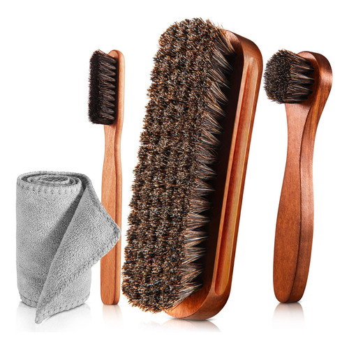 Kit De 4 Cepillos Para Zapatos Con Paño De Microfibra