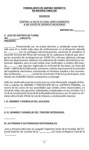 Formularios De Amparo Indirecto En Materia Familiar. Pfa3