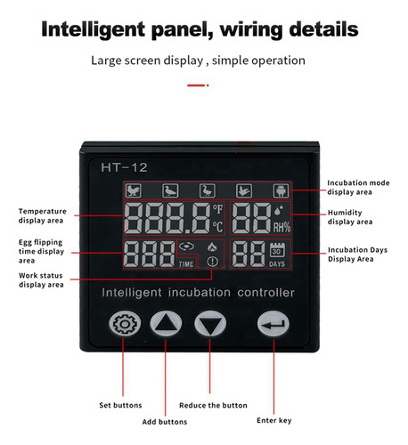 Controlador De Temperatura Y Humedad Con Pantalla Lcd Ht-12
