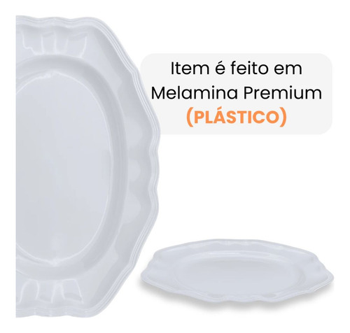 Conjunto 8 Travessas 36cm Retangular Borda Delicada Plástica