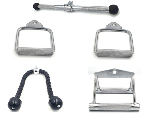 Set Manerales Tipo D, Tricep, Doble D, Barra Recta Corta Rvt