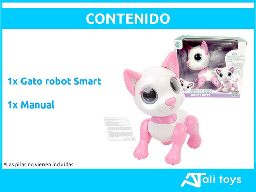 Gatito Robot Smart Interactivo Táctil Sonidos Camina Baila Personaje Blanco Y Rosa