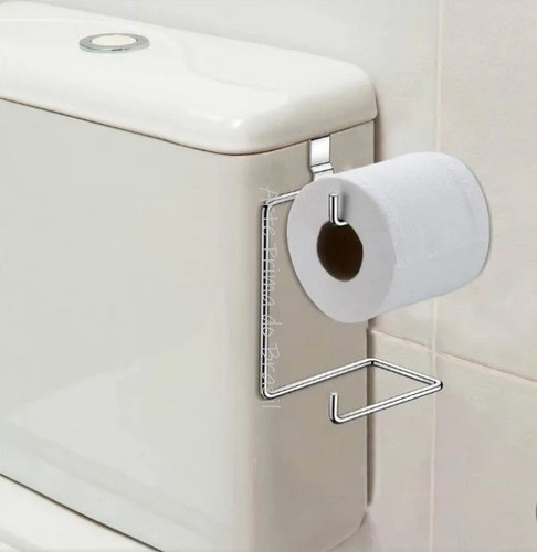 Suporte Porta Papel Higiênico Duplo Caixa Acoplada Descarga Cor Cromado