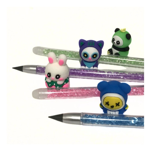 Kit 4 Lápis Infinitos Com Borracha Kawaii Papelaria Fofa Colorido