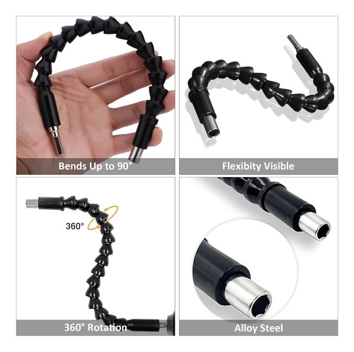 Extensiones De Broca Flexible De 1/4 PuLG Con Eje Ajustable