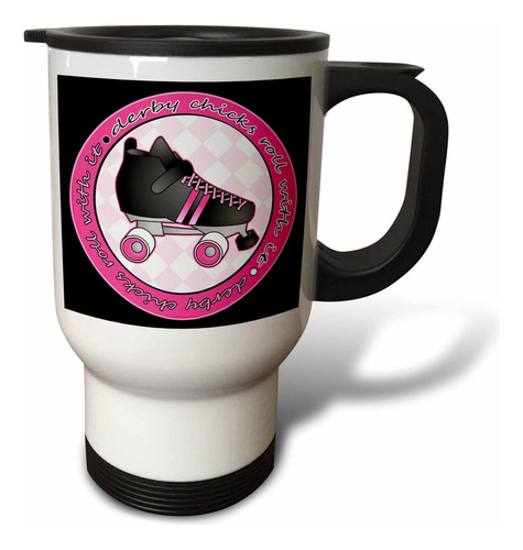 3drose Derby Chicks Roll Con Taza De Viaje De Patinaje En Ro