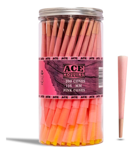 Ace Rolling Papers - Paquete De 200 Conos Preenrollados Rosa