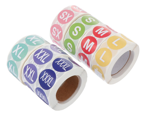 Pegatinas De Colores, Tamaño Ropa, Redondas, 7 Rollos