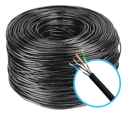 Rolo Cabo De Rede Rj45 Cat5 Cftv Preto - 100m
