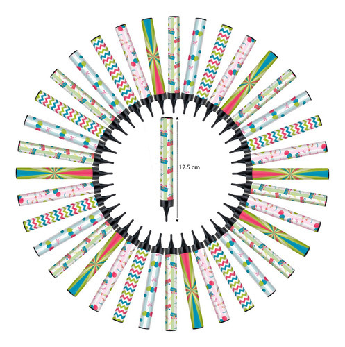 25 Pzas. Vela Mágica De 12.5cm Diseño Globos Chispa Fria