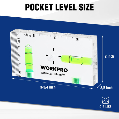 Magnético Pocket Level Workpro De Nivel Pequeño Con 2 Burbuj