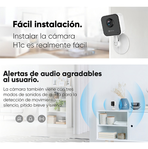 Câmera Wi-Fi Ezviz 2 Mp 1080p H1C-plus-32 com detecção de movimento Áudio bidirecional Alerta sonoro Vision Noctura + Microsd 32gb para uso interno