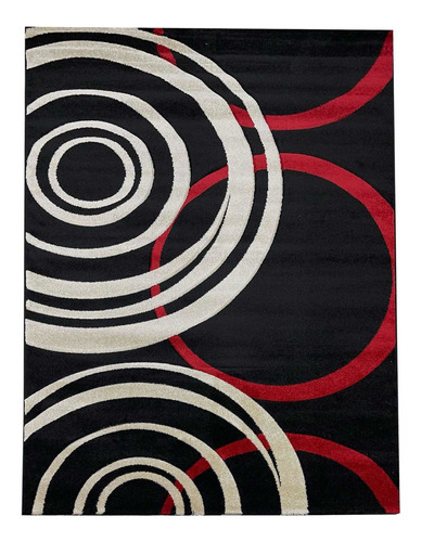 Alfombra Moderna Negro Rojo Grande 200x290 Persa Carpetshop