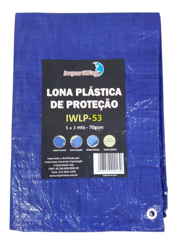 Imagem 1 de 10 de Lona Plastica Encerado 5x3 Azul Multiuso Impermeavel