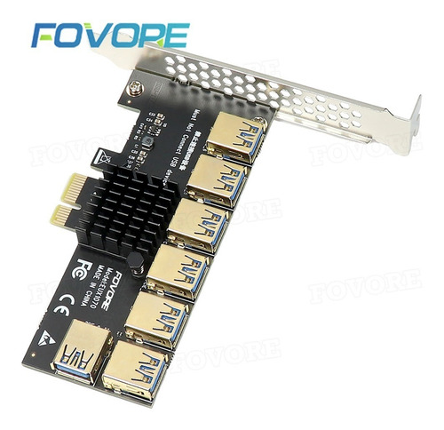 Imagem 6 de 6 de Placa Riser Multiplicadora De Slot Pciex 7 Saidas Mineração