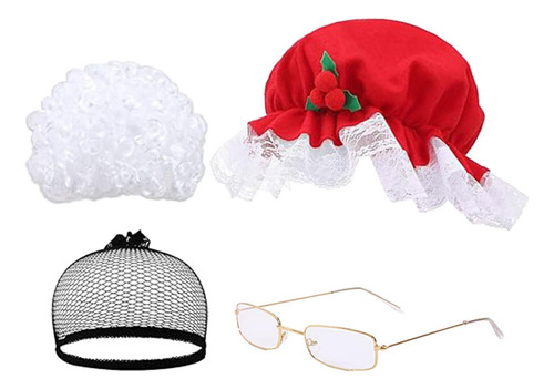Peluca De Papá Noel Para Mujer, Gorro De Navidad, Peluca De