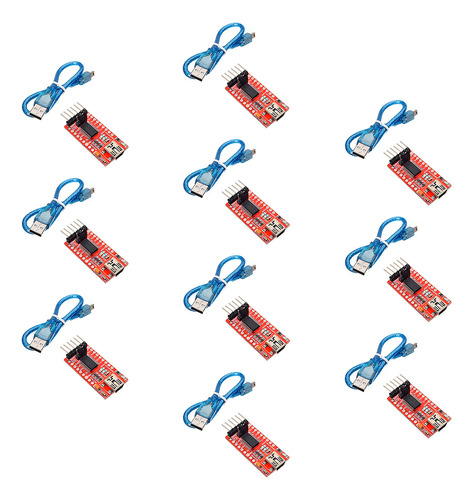 10x Módulos Conversor Ftdi Usb Para Ttl Rs232 Serial C/ Cabo