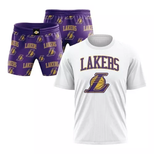 Conjunto Deportivo Short Camiseta Hombre Lakers